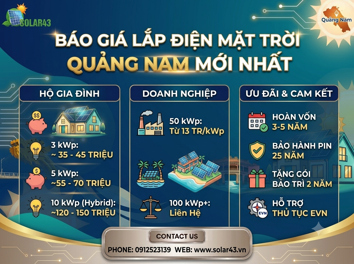 Giá Lắp Điện Mặt Trời Tại Quảng Nam Mới Nhất 2026